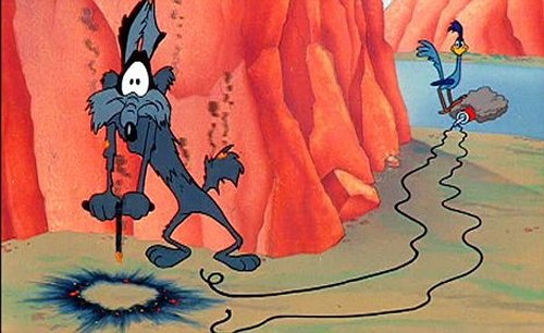 Wile E. Coyote blows himself up