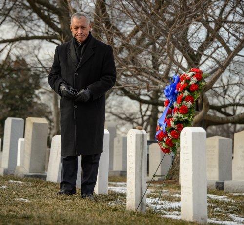 NASA Administrator Charles Bolden participates in a wreath laying ceremony as part of NASA's Day of Remembrance, Friday, Jan. 31, 2014, at Arlington National Cemetery. The wreaths were laid in memory of those men and women who lost their lives in the quest for space exploration.