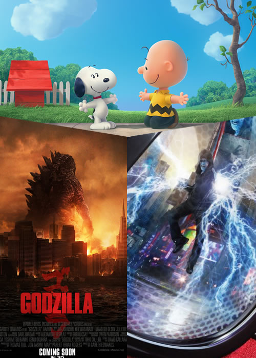 Peanuts, Godzilla and Spider-man