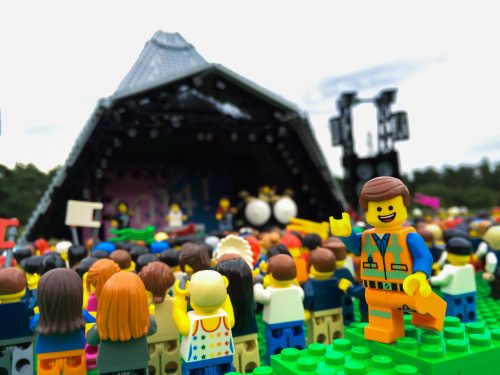 The mud didnt bother Emmet, star of The LEGO Movie, as he gets into the festival spirit at Glastonbury
