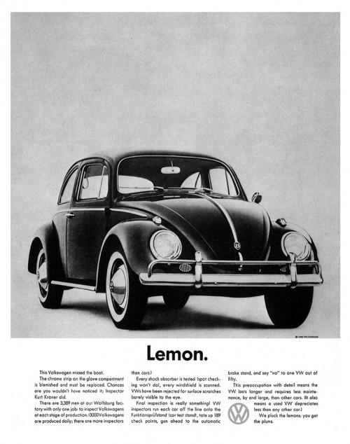 Volkswagen Beetle Lemon advert