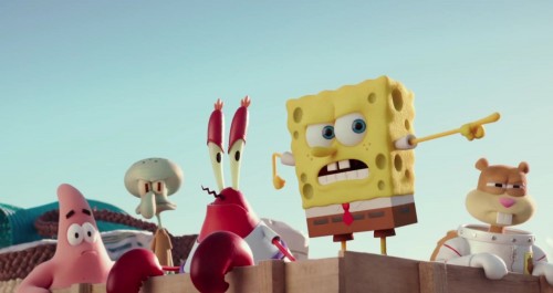 SpongeBob and the gang on land