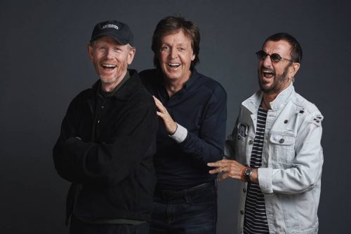 Paul McCartney, Ringo Starr & Ron Howard photographed at a promotional day at Abbey Road Studios on Wednesday 14th September on the eve of the cinematic release of the new Ron Howard documentary "The Beatles:Eight Days A Week”.  The pair will attend the premiere in London’s Leicester Square on Thursday 15th September.  The film also opens worldwide on the same date.