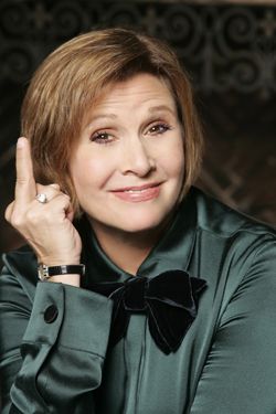 Carrie Fisher flipping the bird