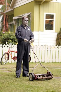 Lawn mowing zombie